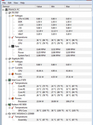 Náhled programu HWMonitor