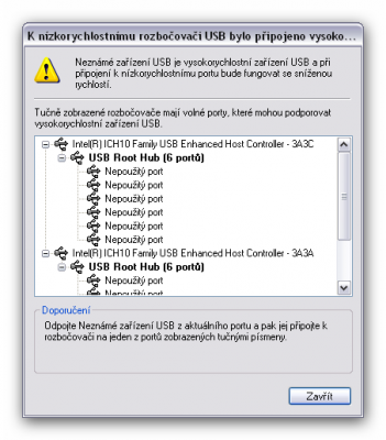 Toto je oznámení, které se mi po 5ti minutovém čekání objeví, zatímco mi zmizí DVD-ROM.