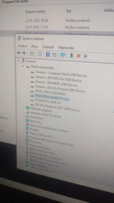 Správce zařízení, který disk ukazuje