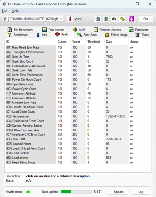 HD Tune Pro 5.75 - Health - 2022-11-06 085305.png (76.62 KiB) Zobrazeno 2091 x HD Tune Pro 5.75 - Health