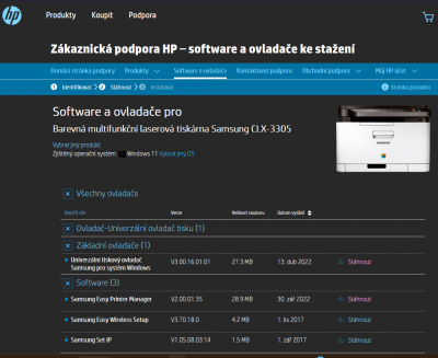 Samsung CLX-3305 - Software a ovladače - Windows 11